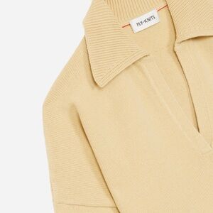 Ply-Knits Women's Sweater (ISLA COSY COTTON CASHMERE POLO IN CUSTARD) Size M